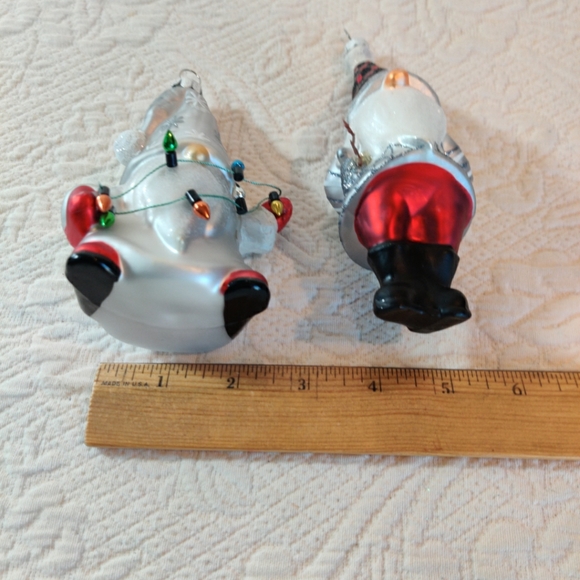 Vintage Pottery Barn Mercury Glass Santa Claus Ornament Set Of Two - Picture 6 of 7